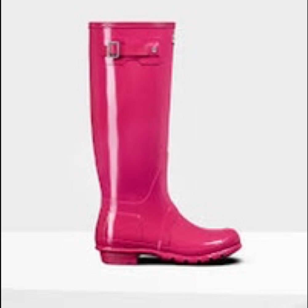 Hunter Tall Gloss Tain Boots - Pink